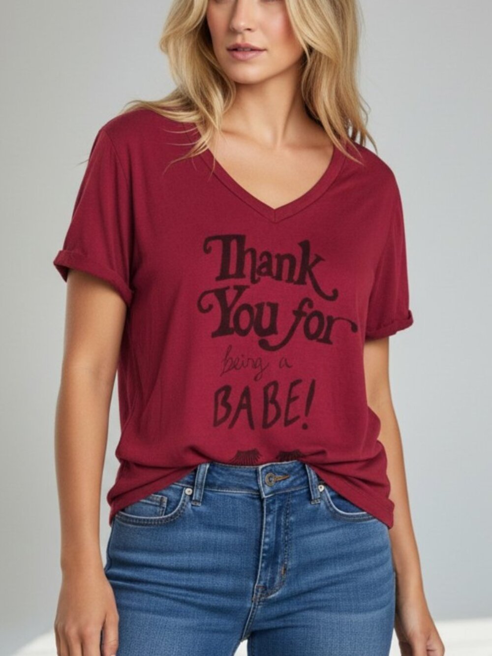 NWT Recycled Karma Oversized Tee Women’s Small Red Thanks for being a Babe!